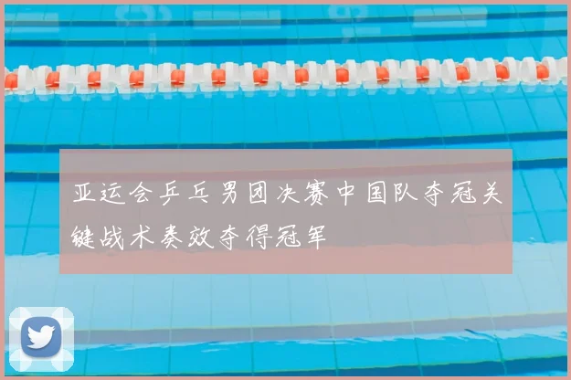 亚运会乒乓男团决赛中国队夺冠关键战术奏效夺得冠军